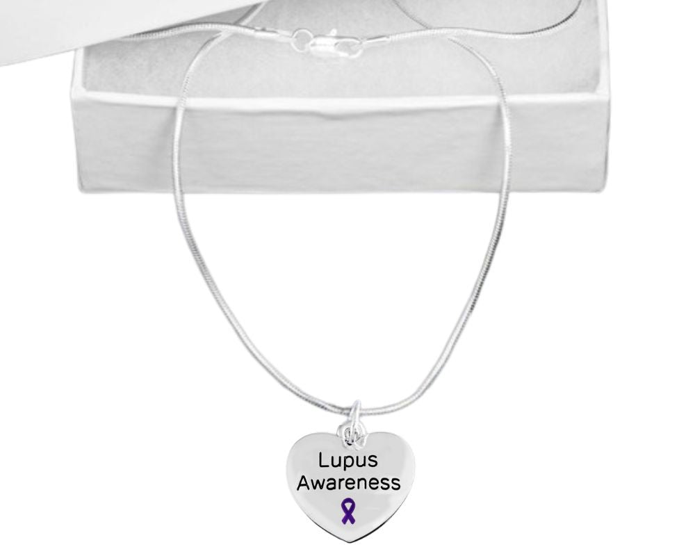 Purple Ribbon Lupus Awareness Heart Necklaces The Awareness Company