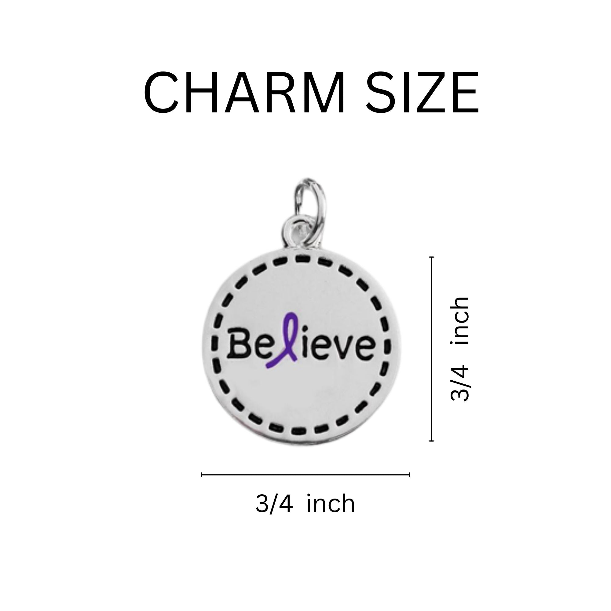 Purple Ribbon Round Believe Leather Cord Bracelets The Awareness Company