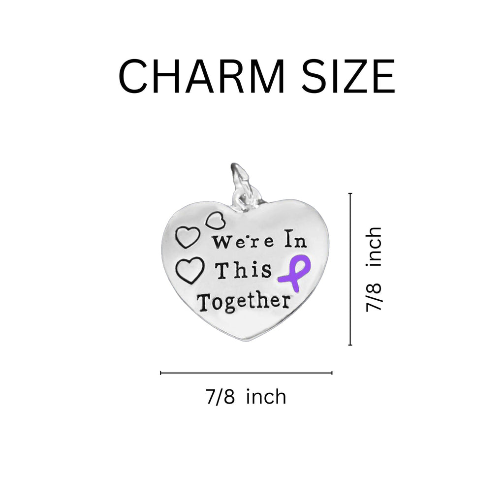 Purple Ribbon We're In This Together Keychains The Awareness Company