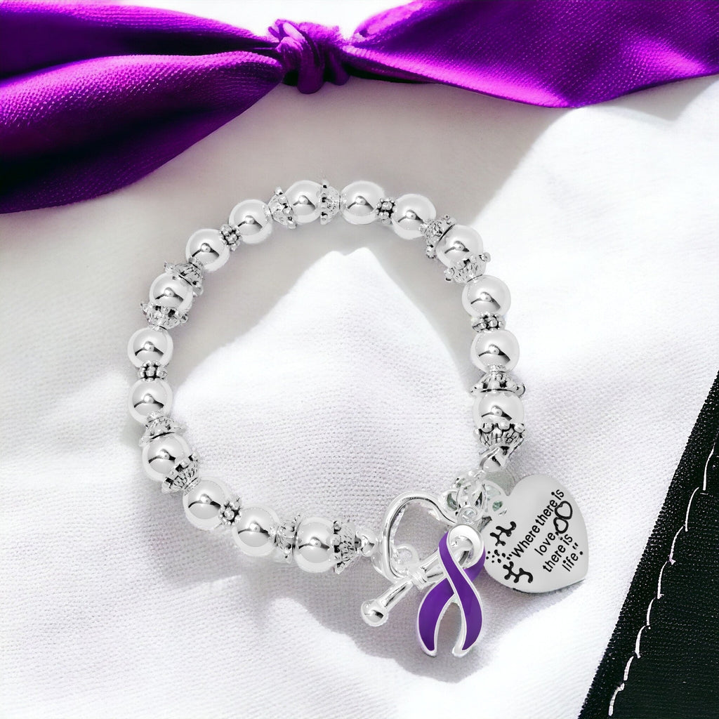 Purple Ribbon Where There Is Love Bracelets The Awareness Company