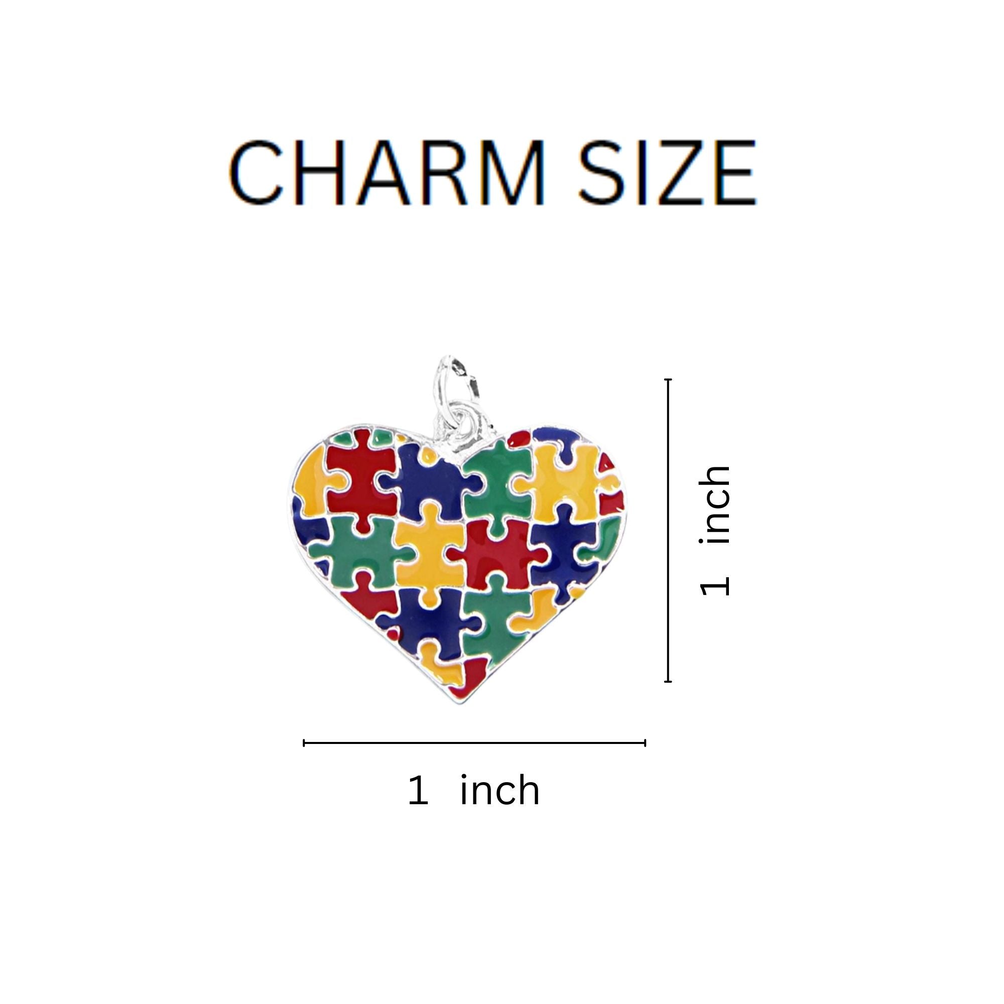Puzzle Piece Autism Awareness Multicolored Heart Hanging Charms The Awareness Company