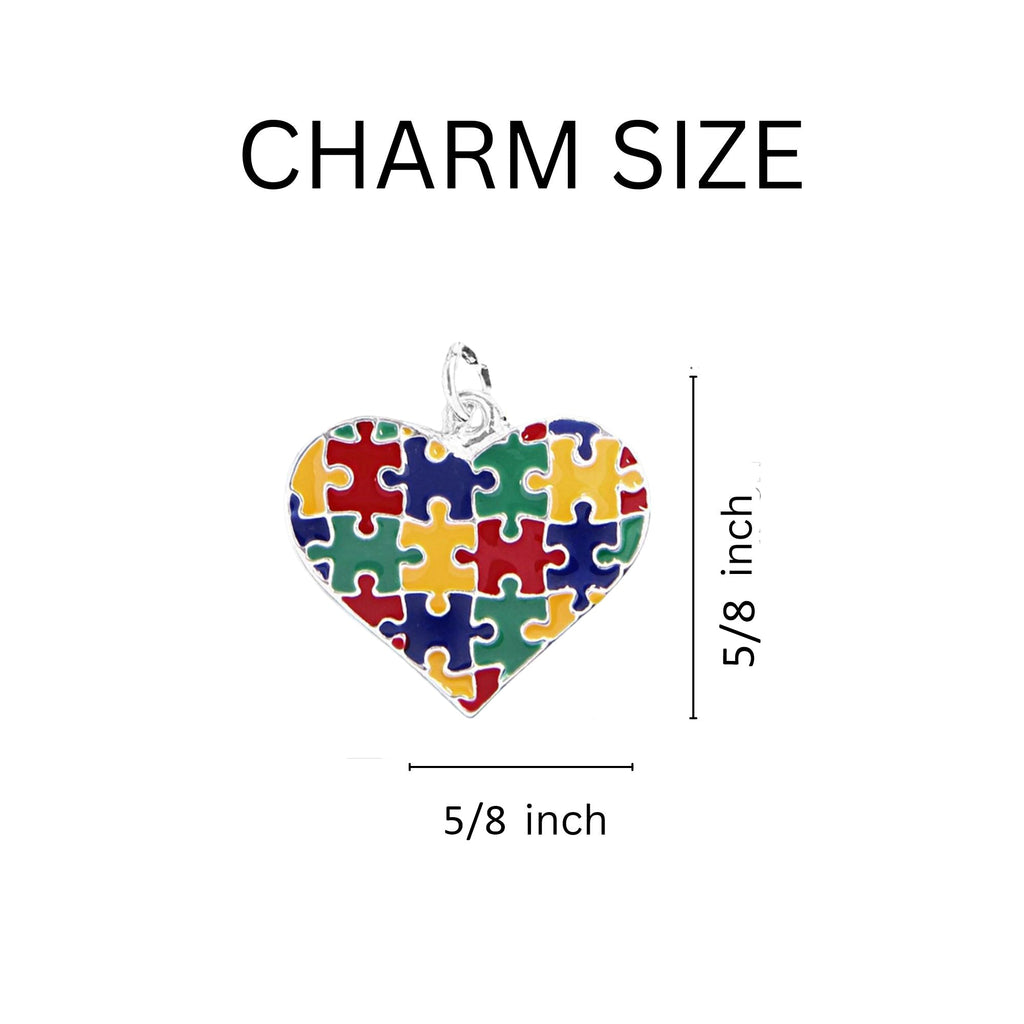 Puzzle Piece Autism Awareness Multicolored Heart Hanging Earrings The Awareness Company