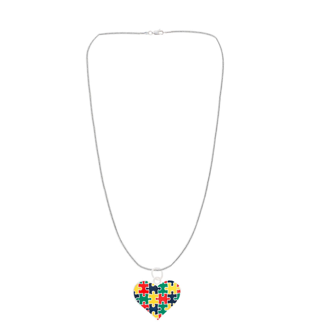 Puzzle Piece Autism Awareness Multicolored Heart Necklaces The Awareness Company