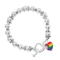 Quasar Heart Flag Charm Silver Beaded Bracelets The Awareness Company
