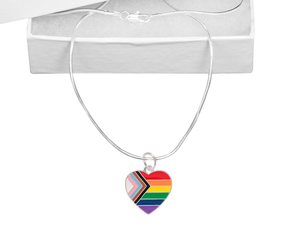 Quasar Heart Flag Charm Silver Necklaces The Awareness Company