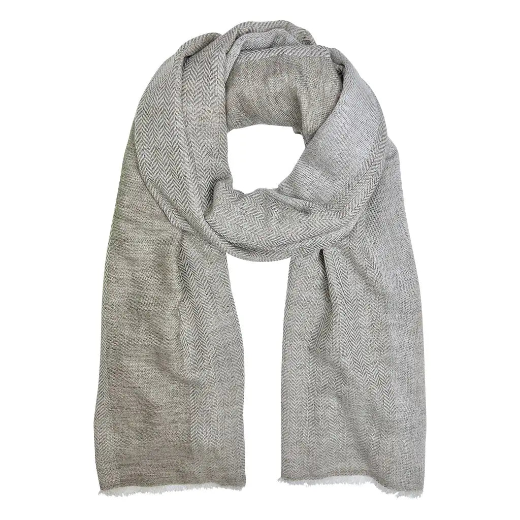 Melange Herringbone Wool Scarf