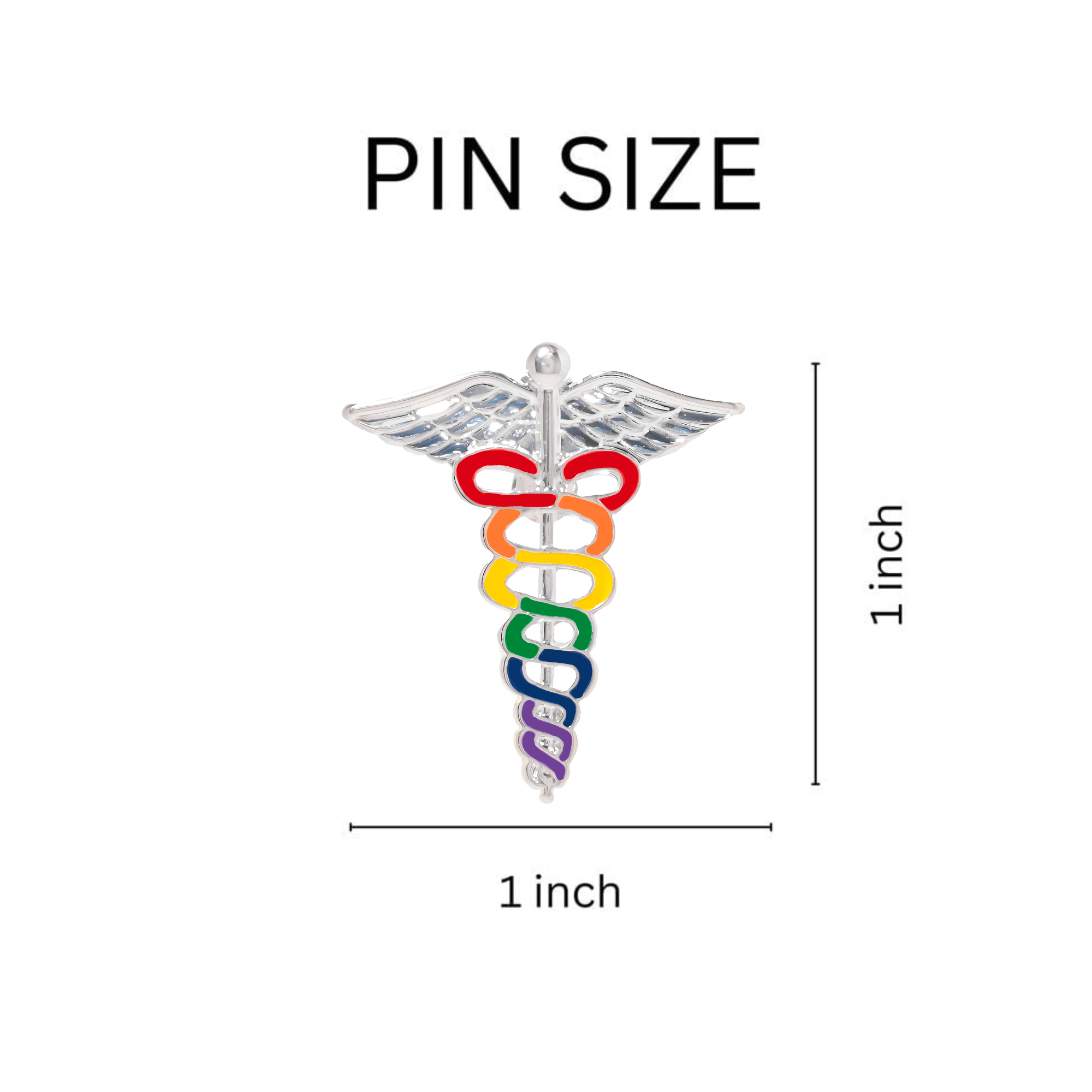 10 Pack Rainbow Caduceus Pins The Awareness Company