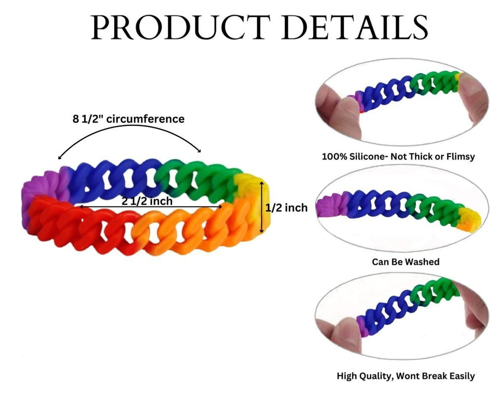 Rainbow Chain Link Silicone Bracelets The Awareness Company