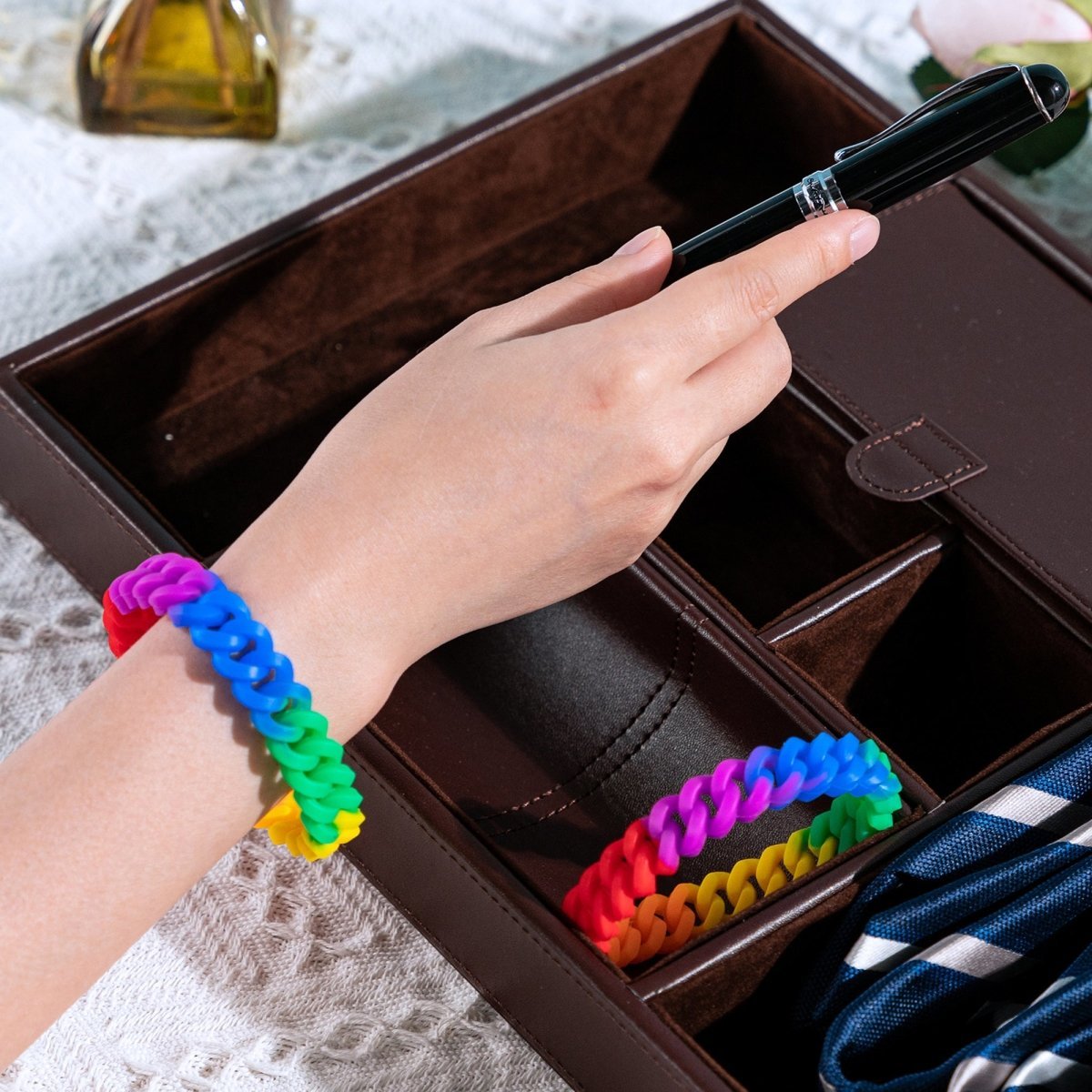Rainbow Chain Link Silicone Bracelets The Awareness Company