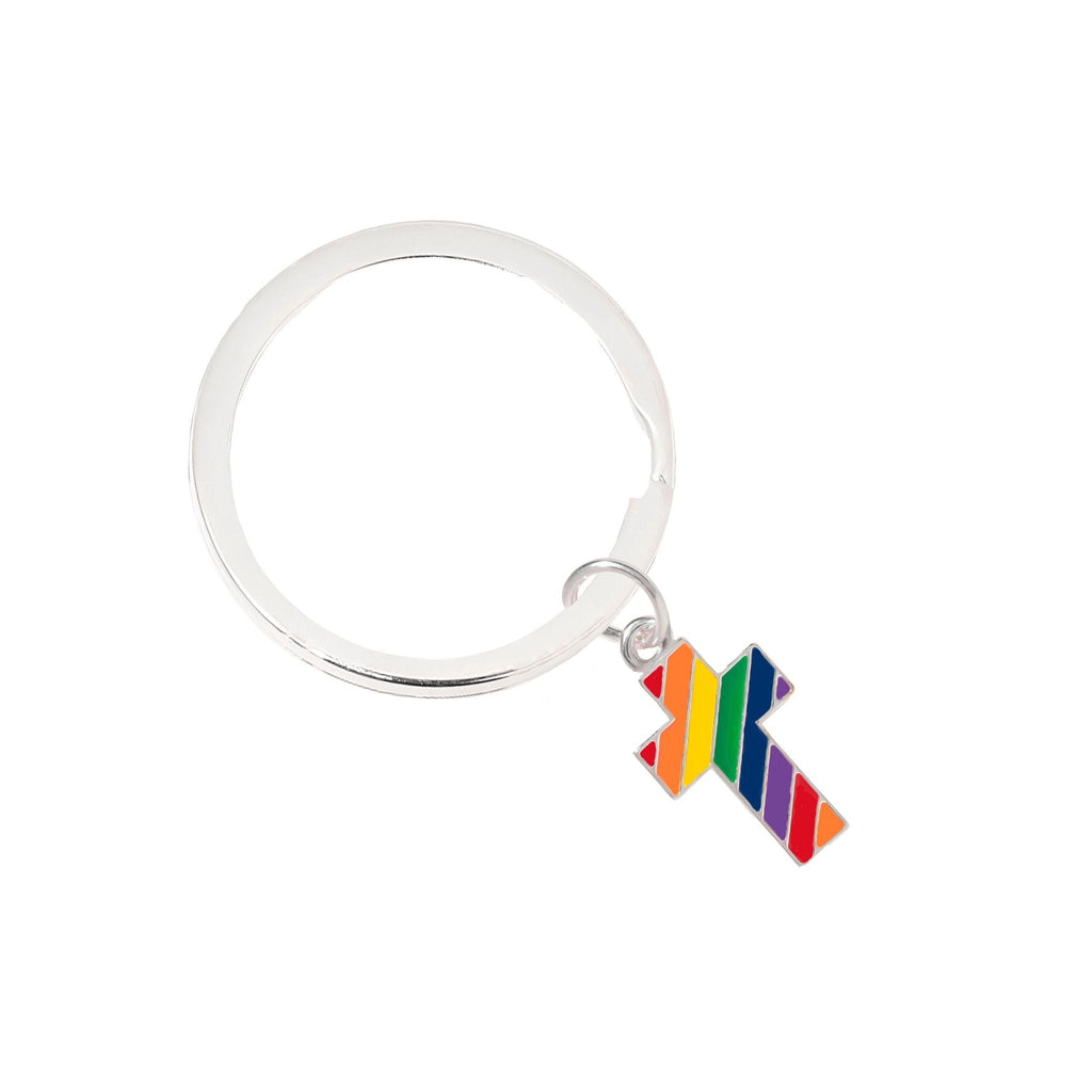 Rainbow Cross Flag Split Ring Key Chains The Awareness Company