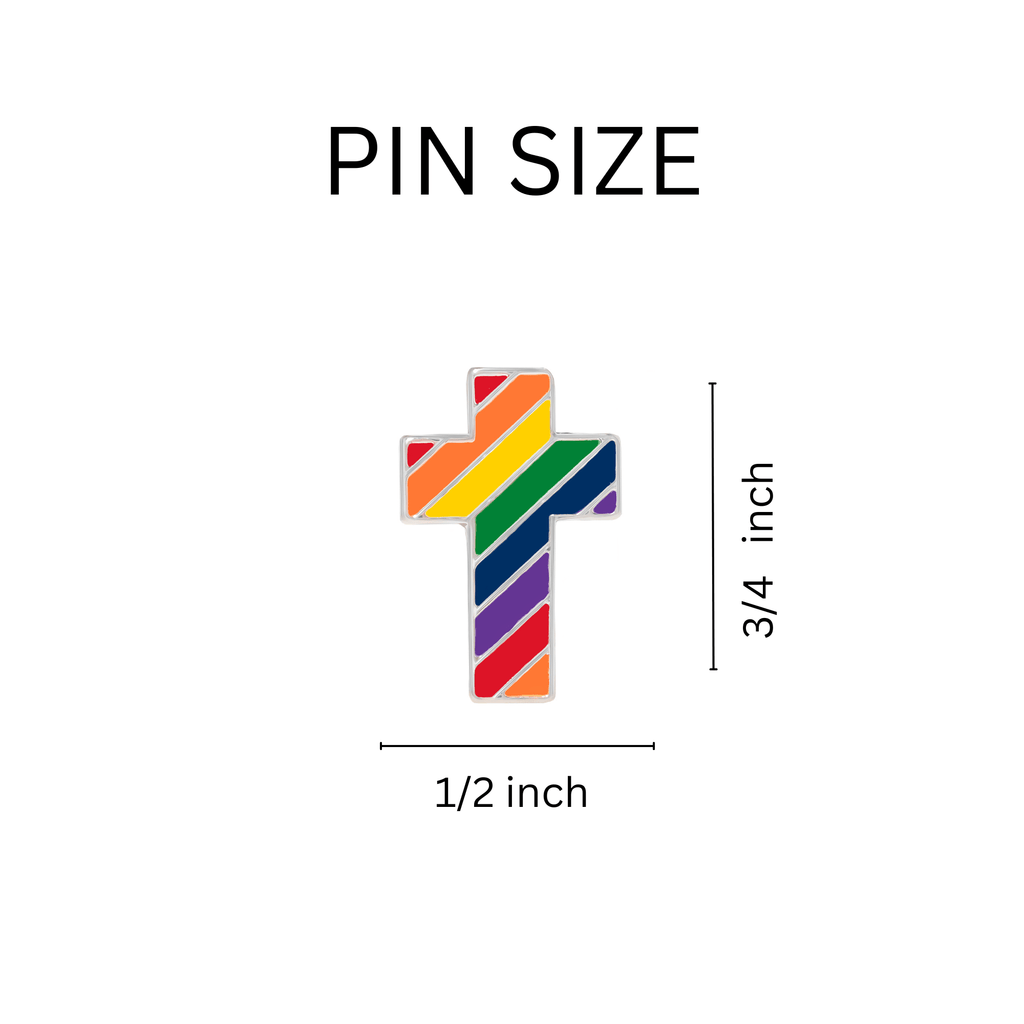 5/10/25/100 Rainbow Cross Shaped Pins The Awareness Company