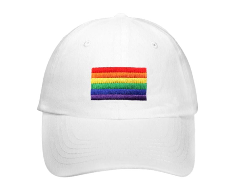 Rainbow Flag Baseball Hats in White The Awareness Company
