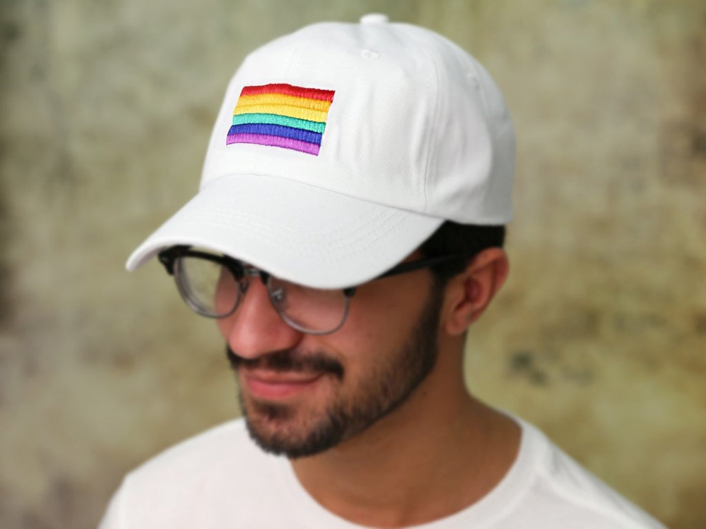 Rainbow Flag Baseball Hats in White The Awareness Company