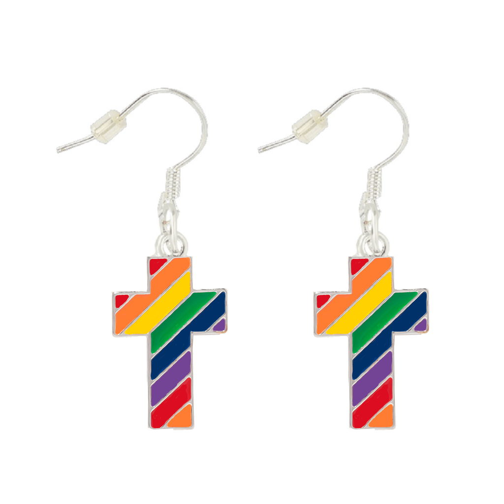 Rainbow Flag Cross Earrings The Awareness Company