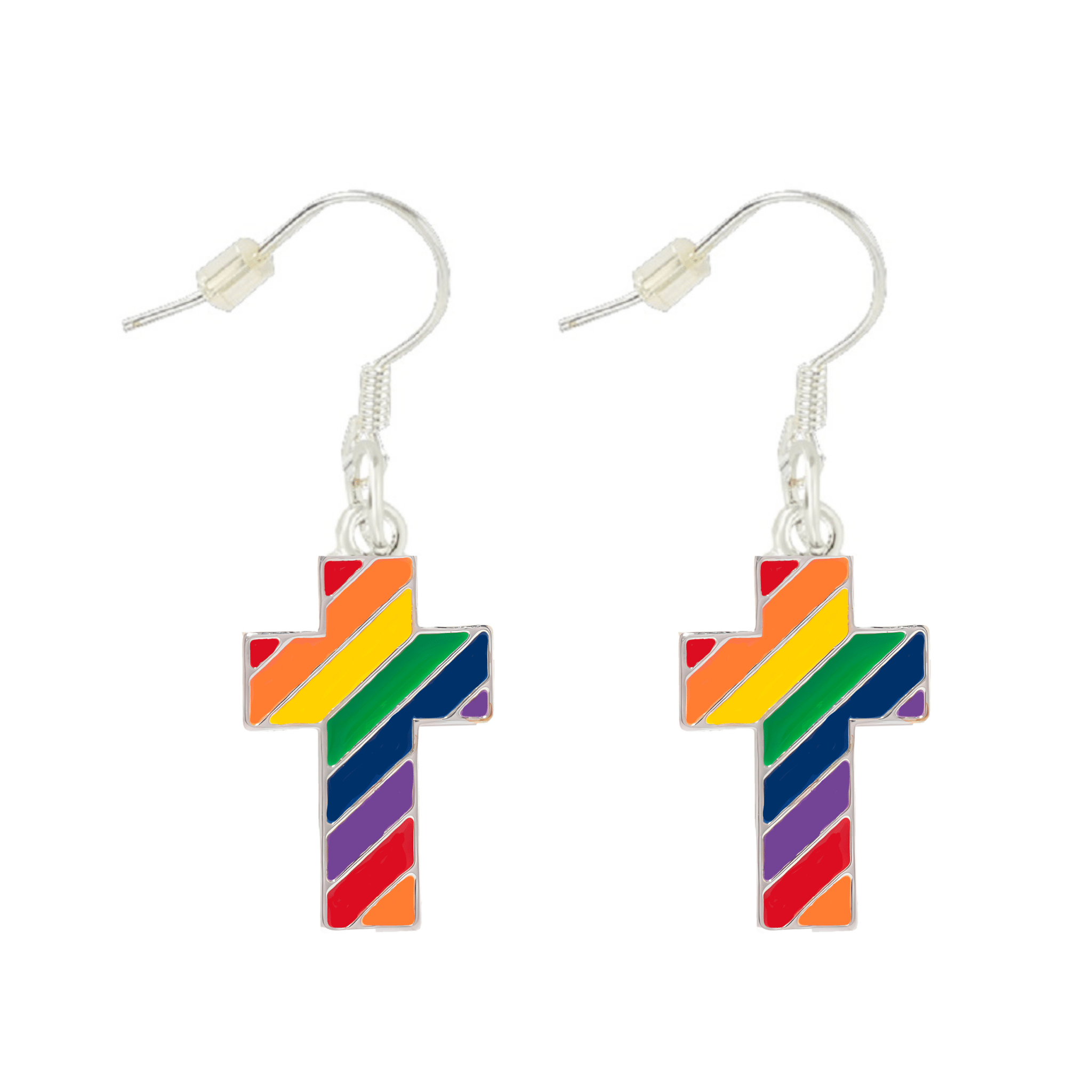 Rainbow Flag Cross Earrings The Awareness Company