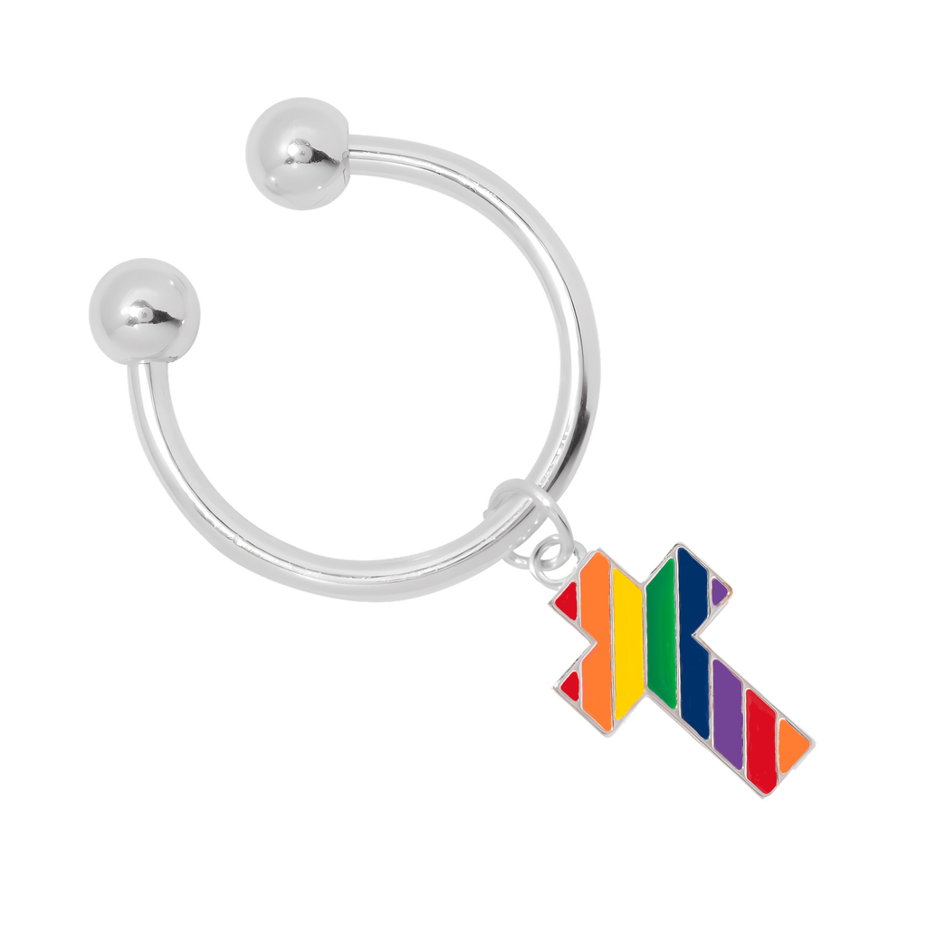 Rainbow Flag Cross Horseshoe Key Chains The Awareness Company