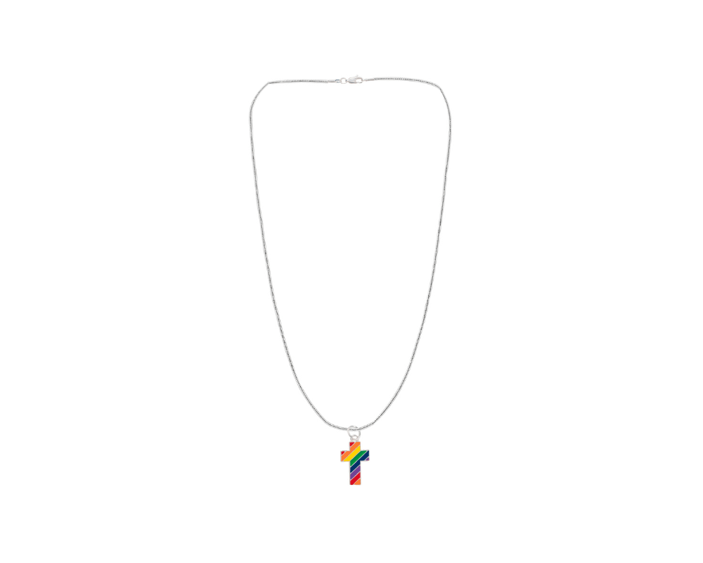 Rainbow Flag Cross Necklaces The Awareness Company