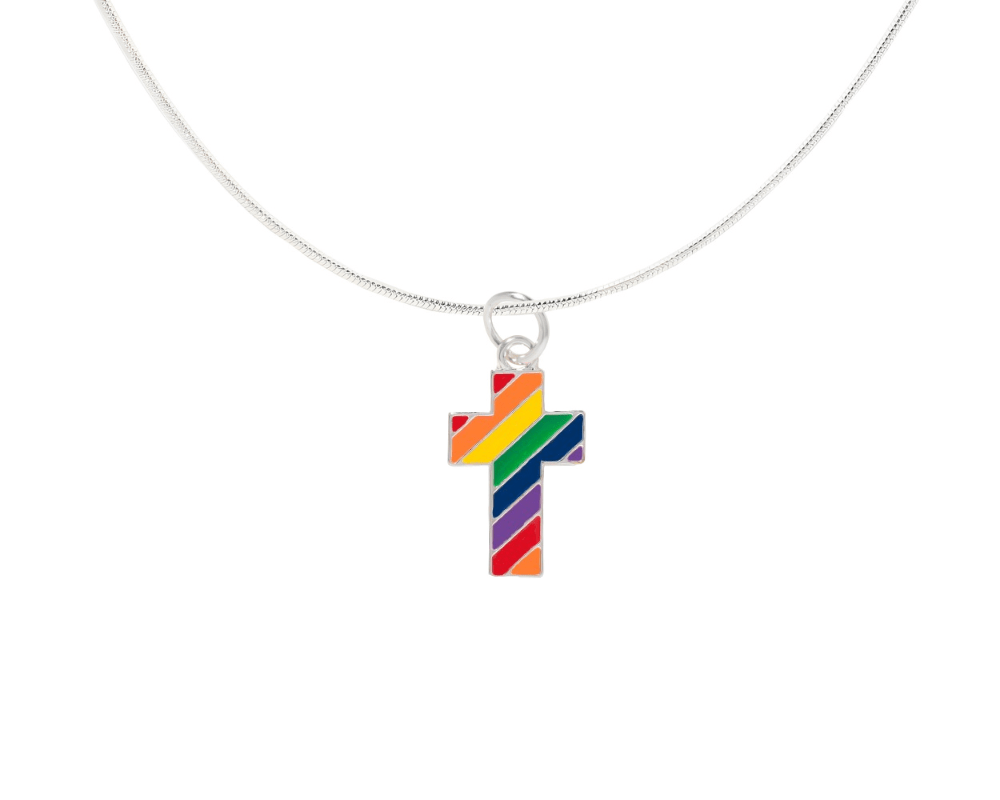 Rainbow Flag Cross Necklaces The Awareness Company
