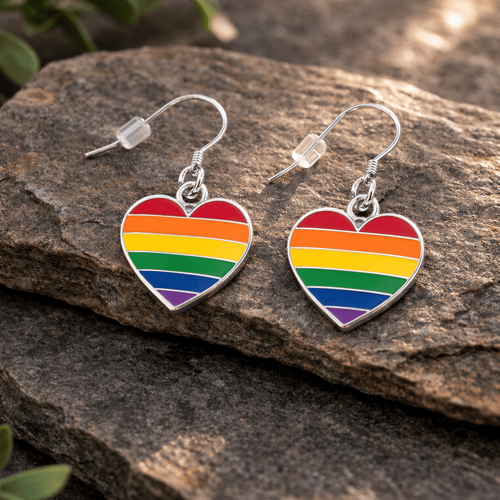Rainbow Flag Heart Earrings The Awareness Company