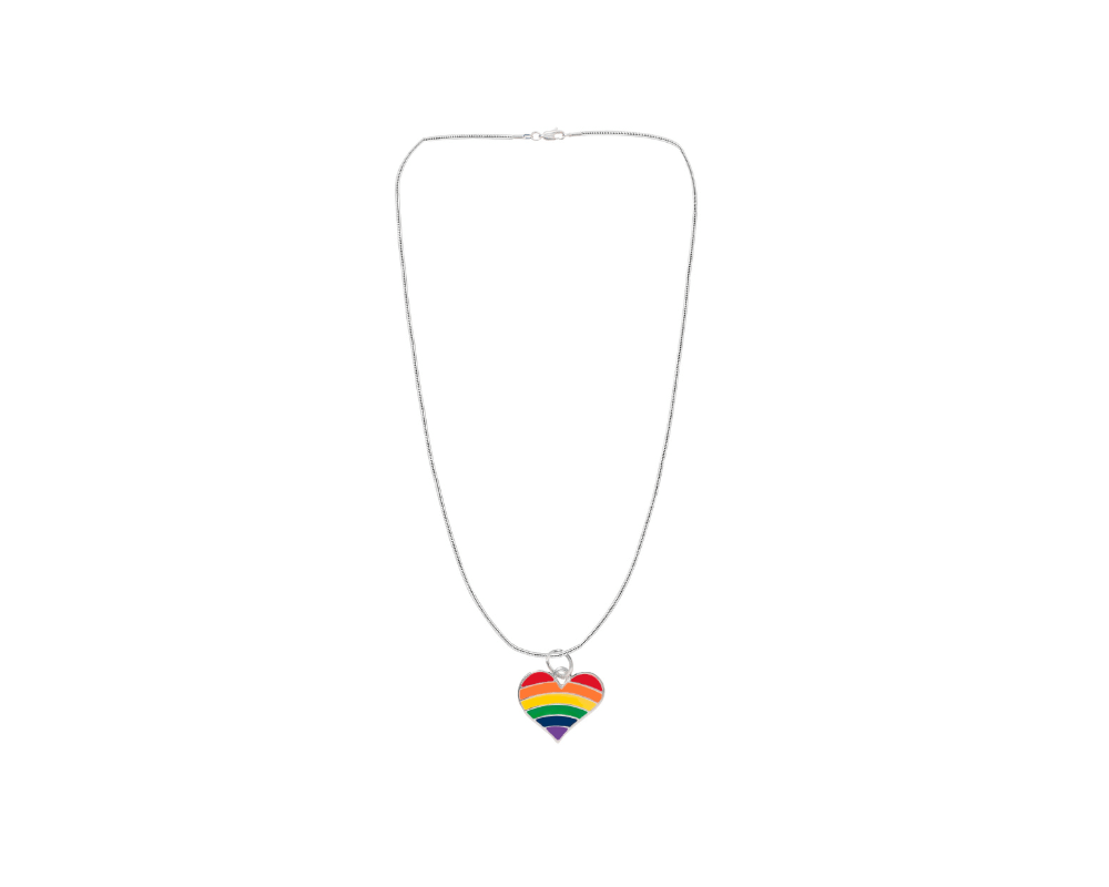 Rainbow Flag Heart Necklaces The Awareness Company