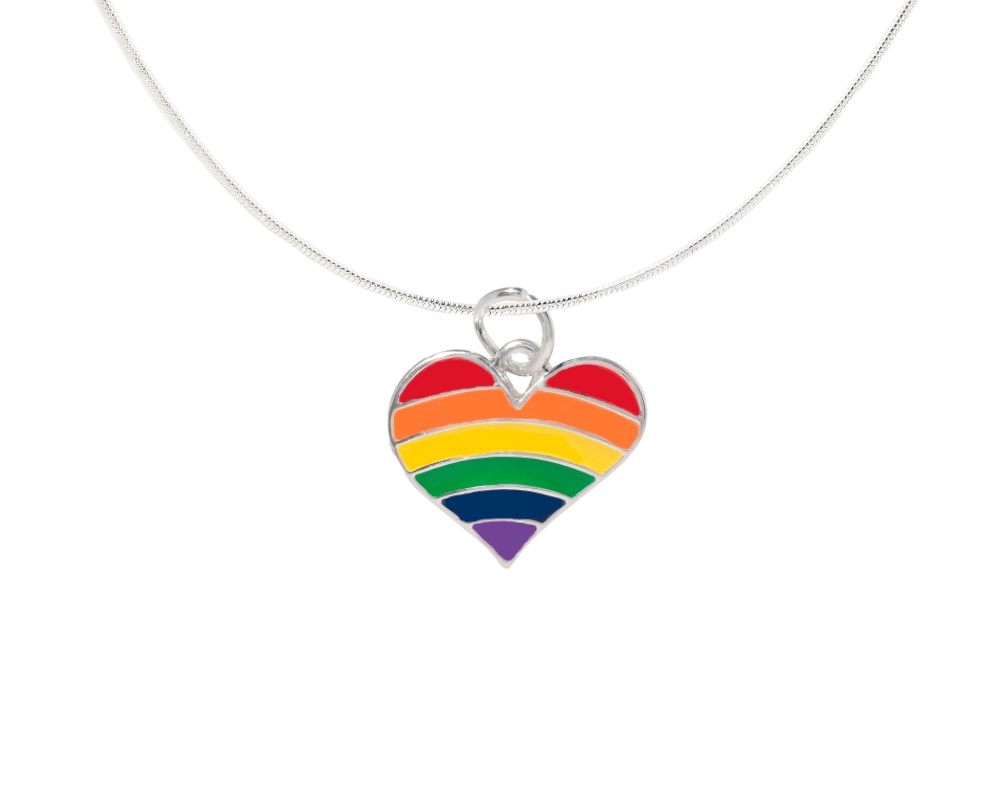 Rainbow Flag Heart Necklaces The Awareness Company