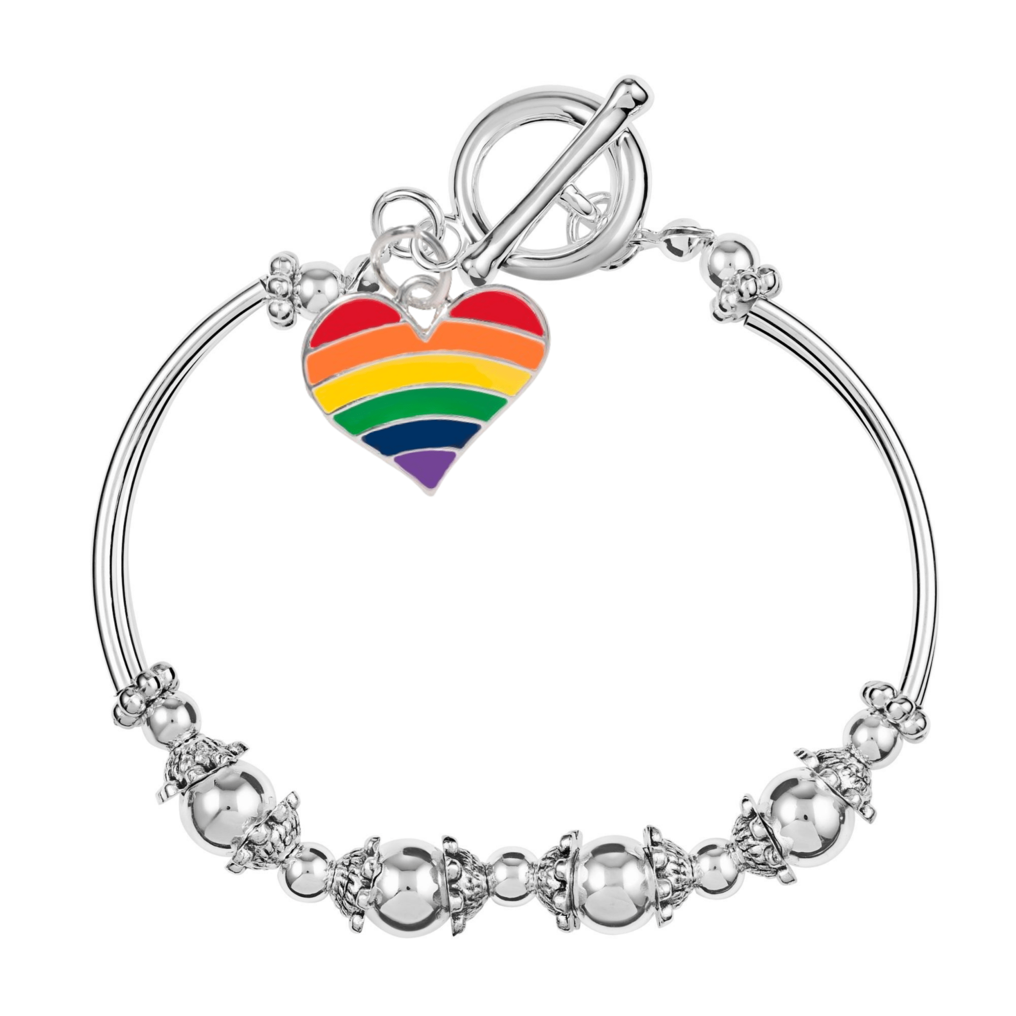 Rainbow Heart Flag Partial Beaded Bracelets The Awareness Company