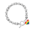 Rainbow Heart Flag Silver Beaded Bracelets The Awareness Company