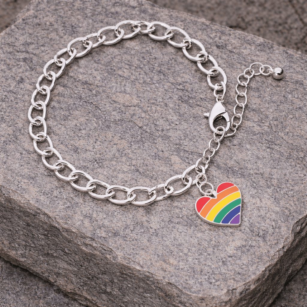 Rainbow Heart Gay Pride Charm Bracelets The Awareness Company