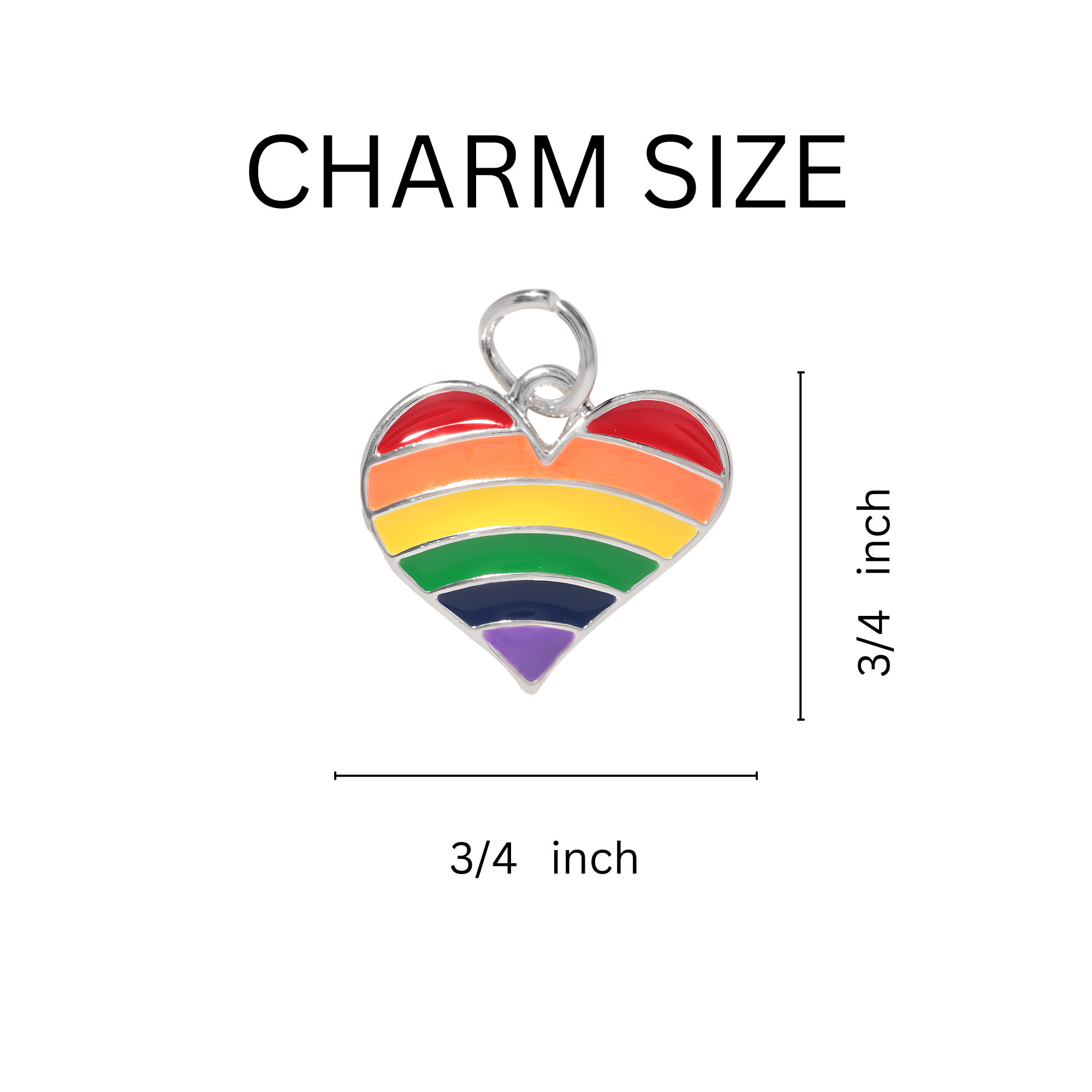 10 Pack Rainbow Heart Gay Pride Charms The Awareness Company