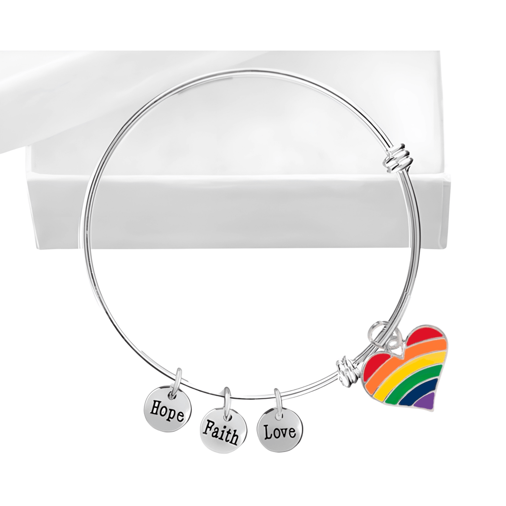 Rainbow Heart Gay Pride Retractable Charm Bracelets The Awareness Company