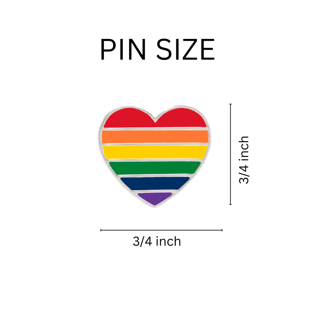 10 Pack Rainbow Heart Shaped Pins The Awareness Company