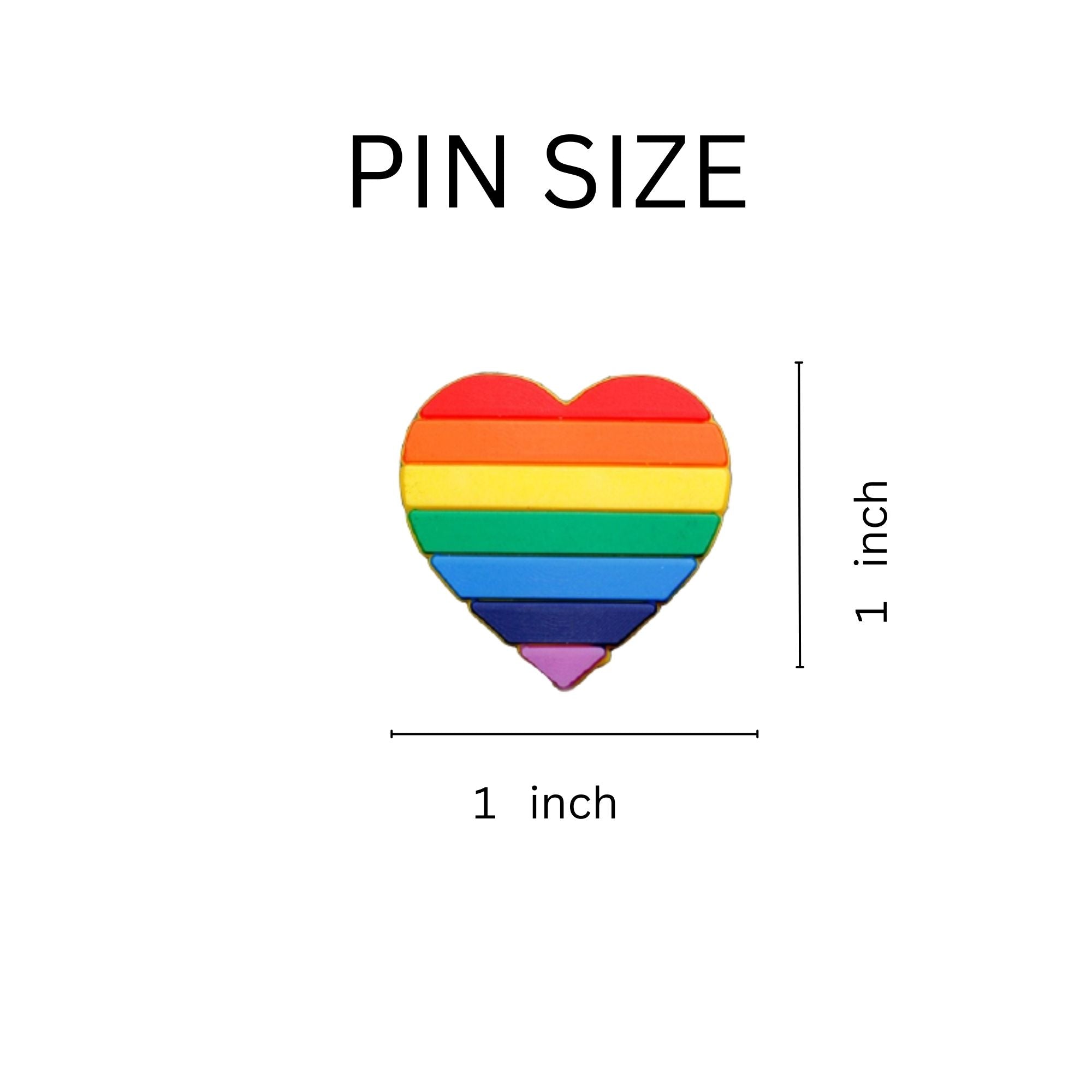 10 Pack Rainbow Heart Silicone Pins The Awareness Company