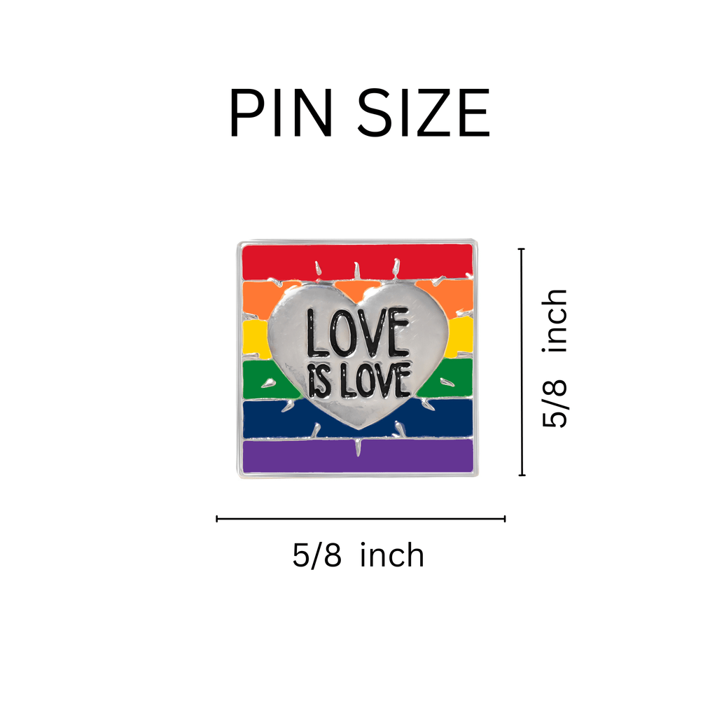 5/10/25/100 Rainbow Love Is Love LGBTQ Pins The Awareness Company