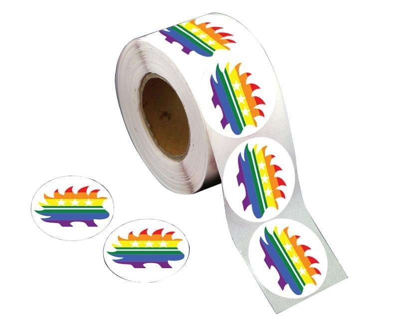Rainbow Porcupine Libertarian Stickers (250 per Roll) The Awareness Company