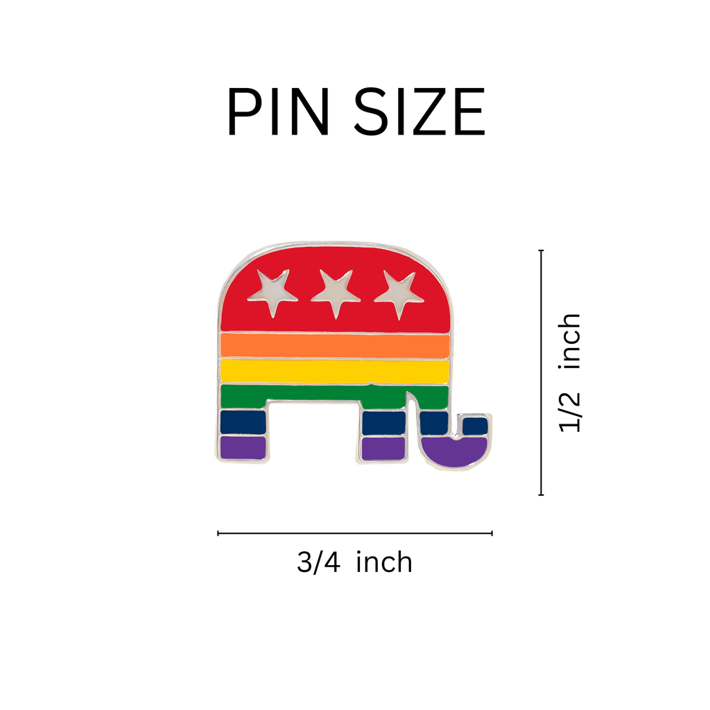 Rainbow Republican Elephant Shaped Pins The Awareness Company