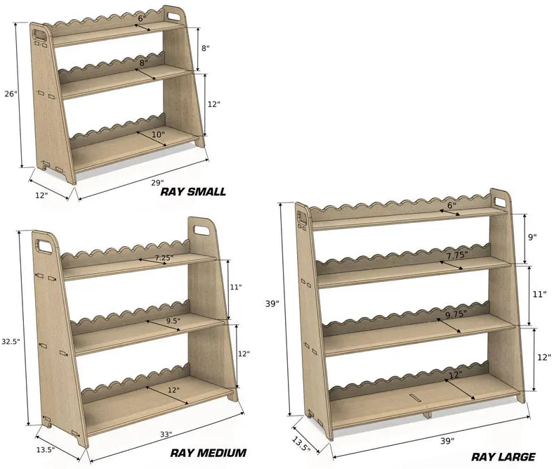 RAY+ROY- Scalloped Toy Shelf + Bookshelf Bush Acres