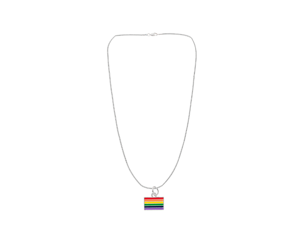 Rectangle Rainbow Flag Necklaces The Awareness Company