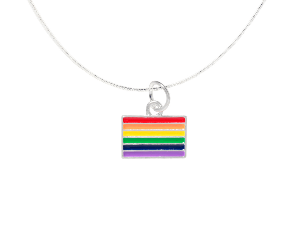 Rectangle Rainbow Flag Necklaces The Awareness Company