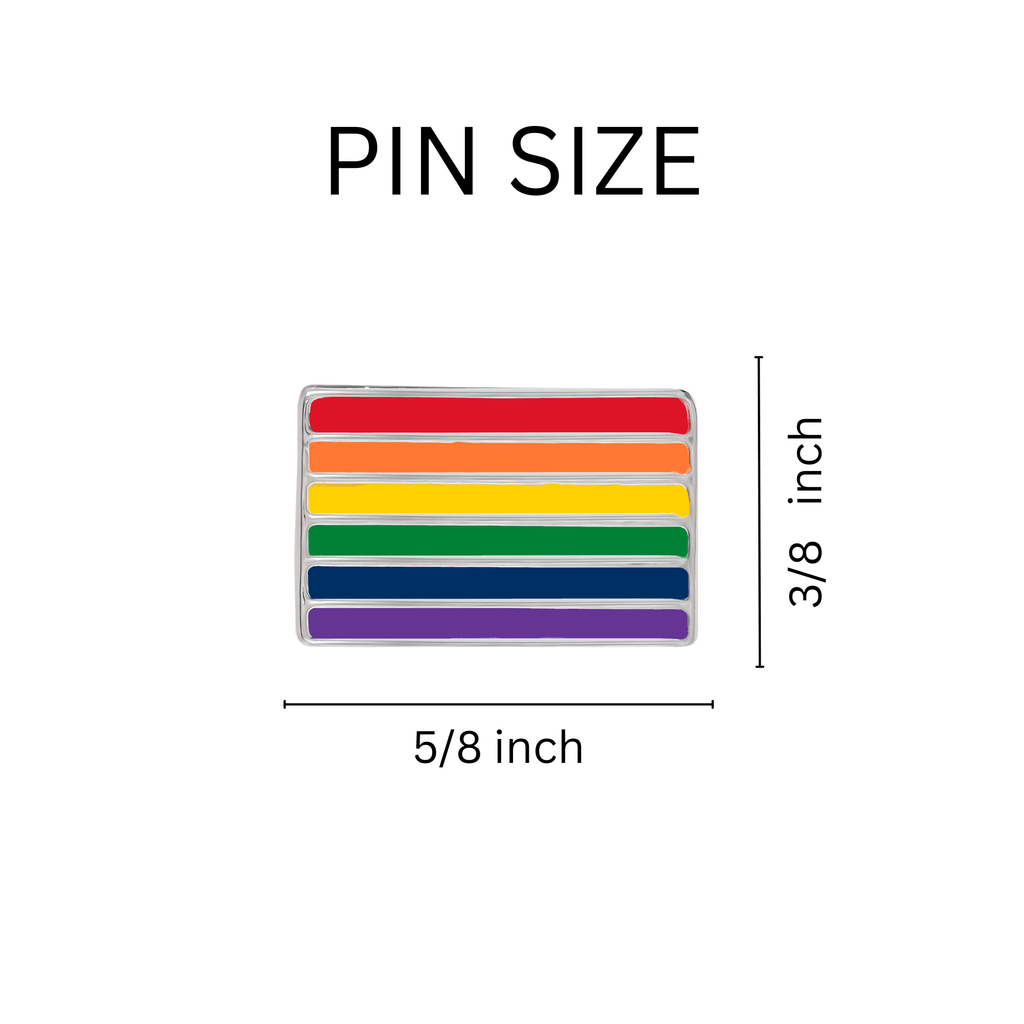 5/10/25/100 Rectangle Rainbow Flag Pins The Awareness Company