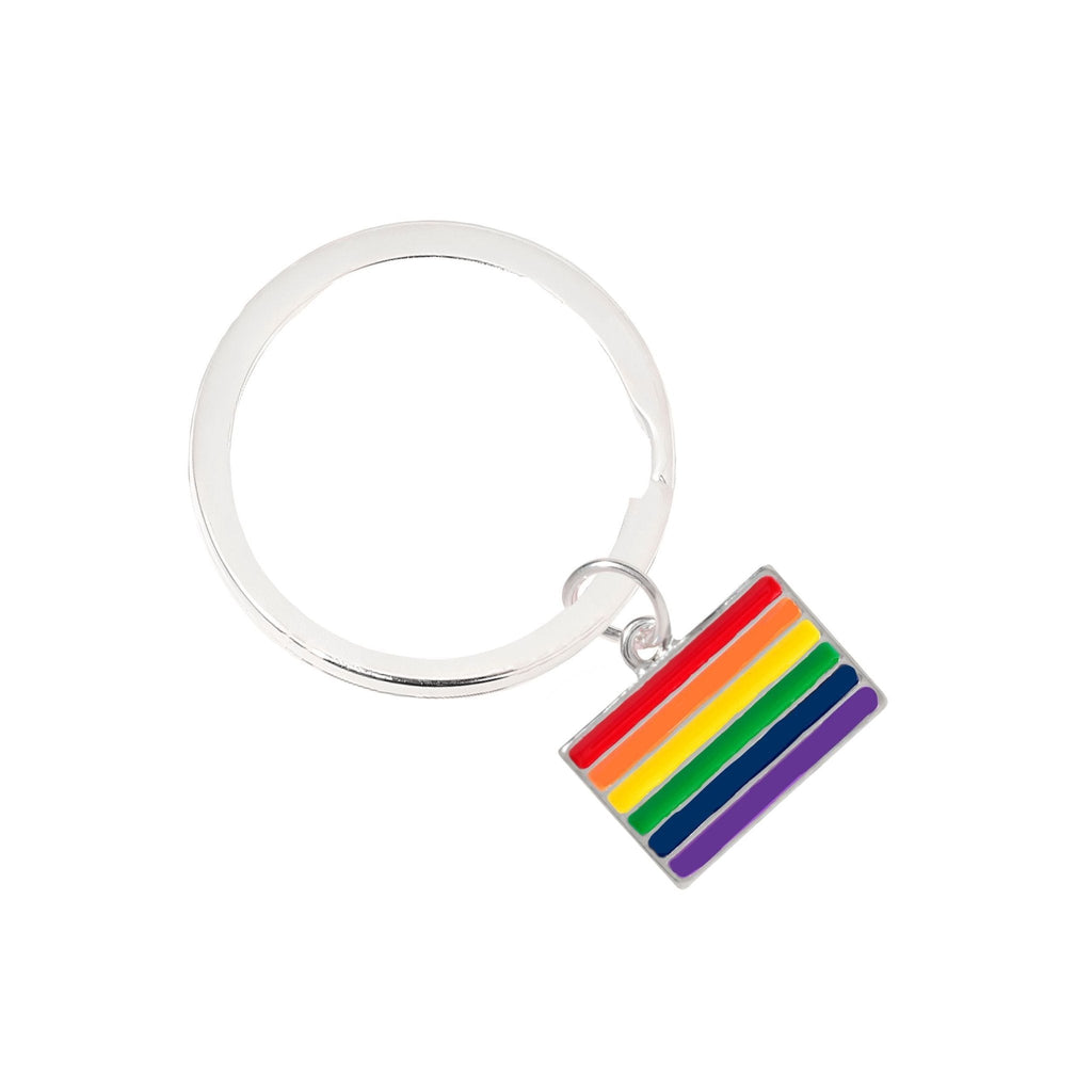 Rectangle Rainbow Flag Split Ring Key Chains The Awareness Company