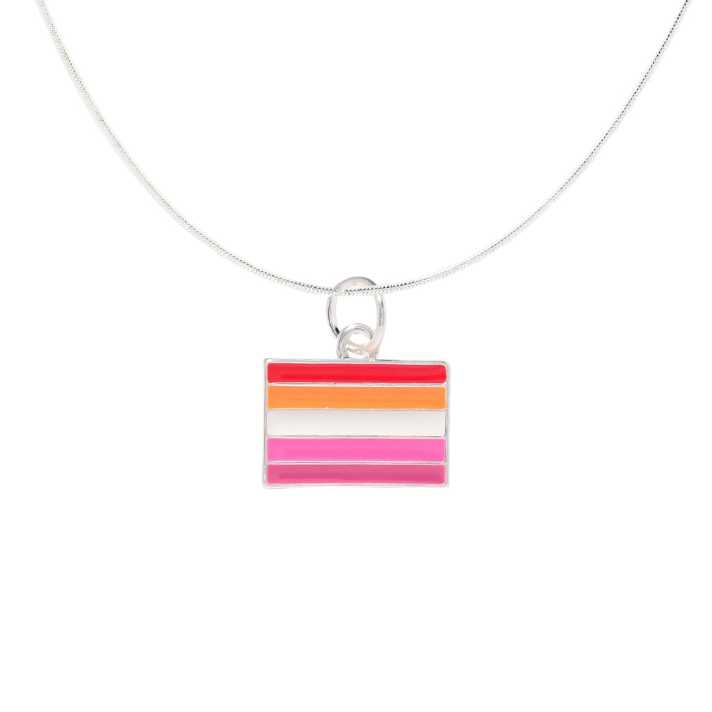 Rectangle Sunset Lesbian Flag Necklaces The Awareness Company
