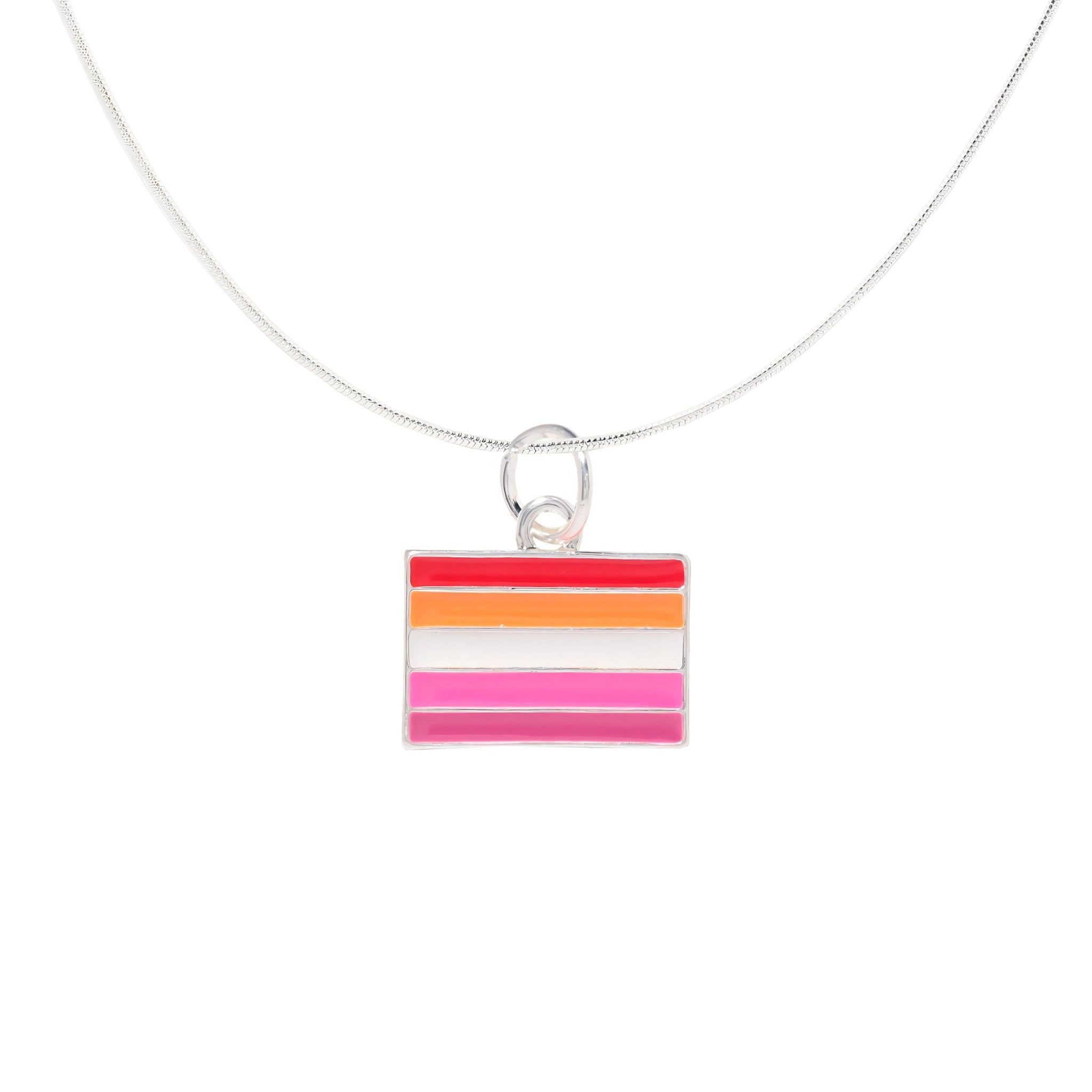 Rectangle Sunset Lesbian Flag Necklaces The Awareness Company