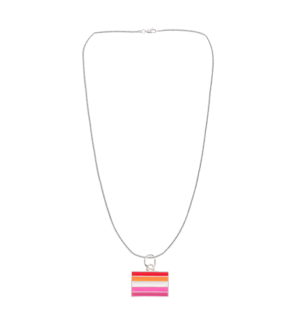 Rectangle Sunset Lesbian Flag Necklaces The Awareness Company