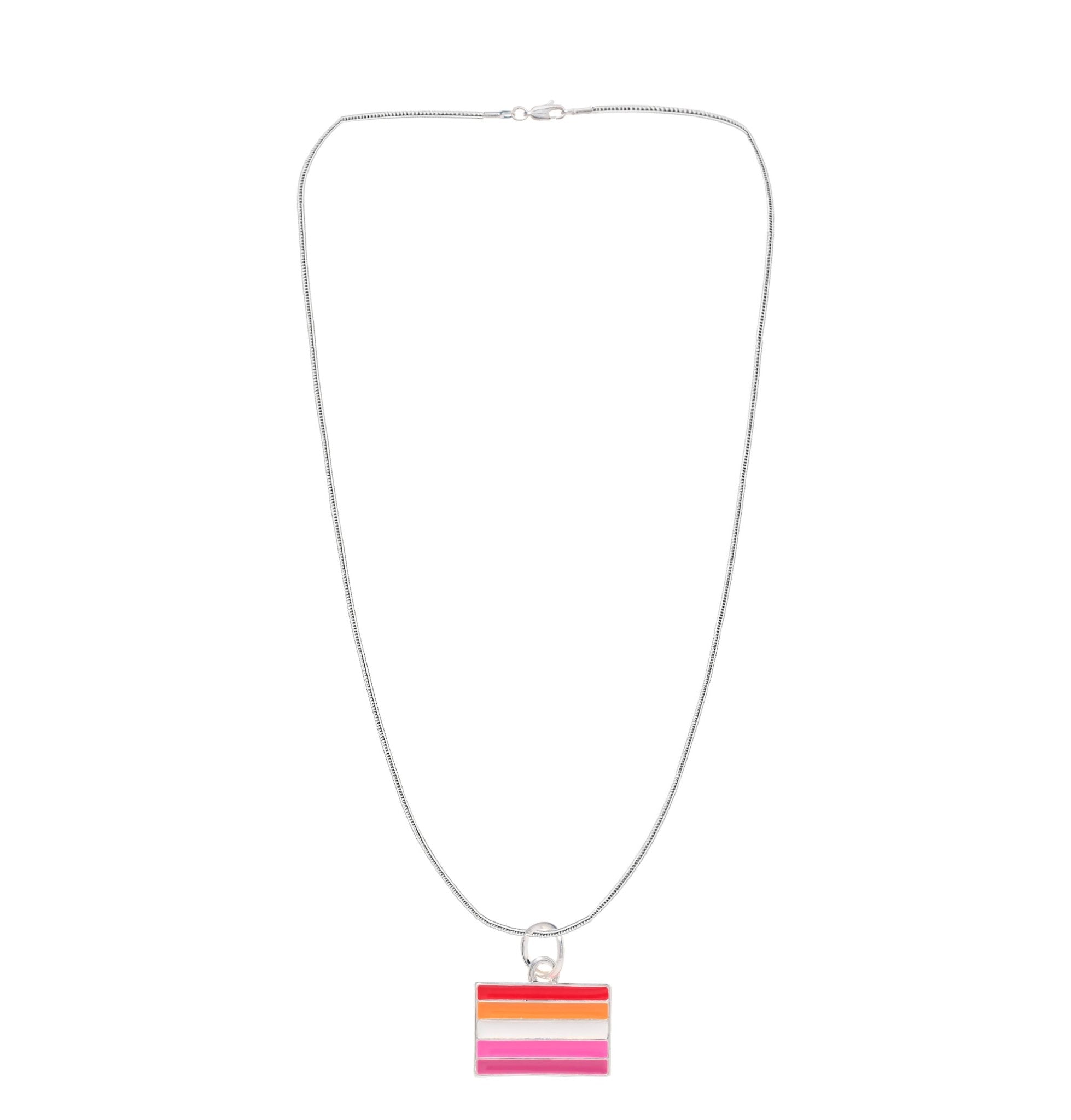 Rectangle Sunset Lesbian Flag Necklaces The Awareness Company