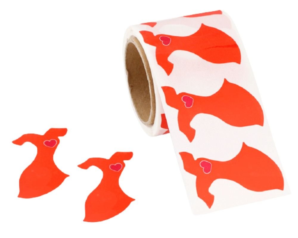 Red Dress Shaped Heart Awareness Stickers (250 Stickers) The Awareness Company