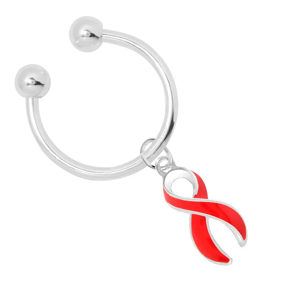 Red Ribbon Horseshoe Key Chains The Awareness Company