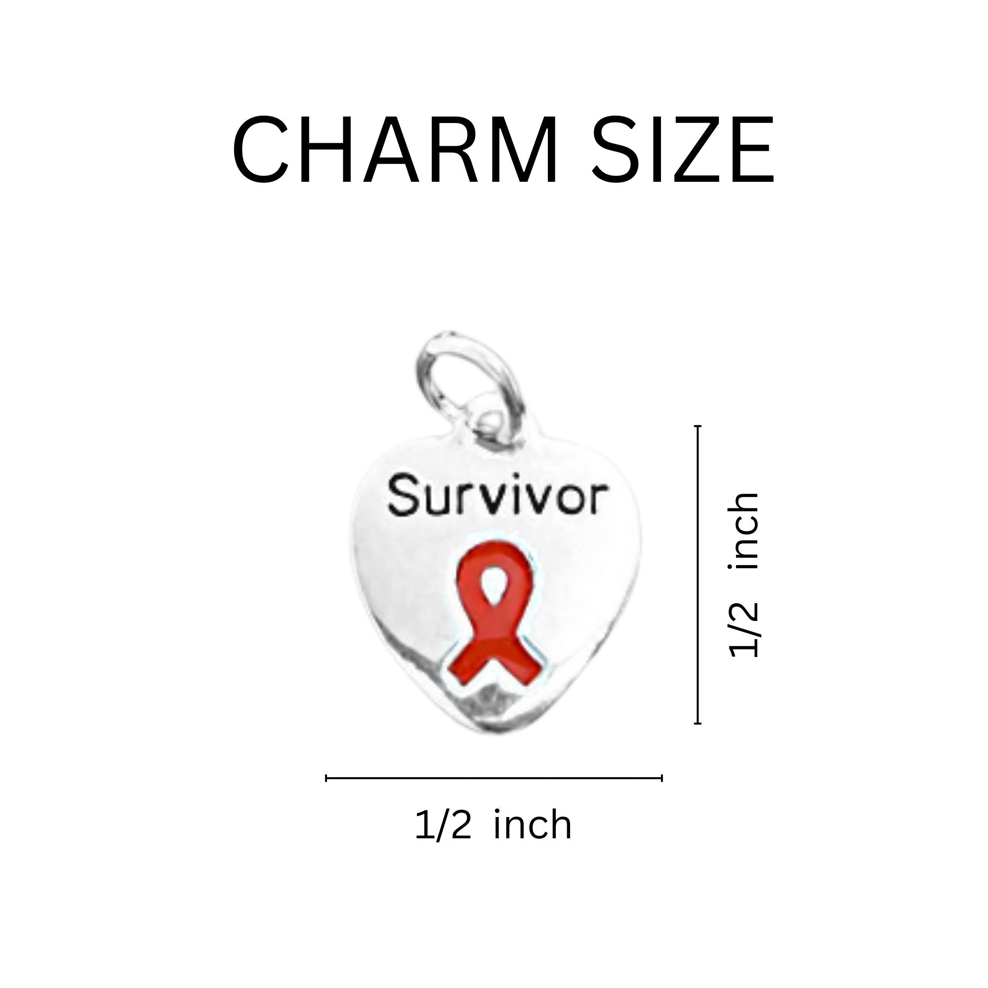 Red Ribbon Survivor Heart Charm Key Chains The Awareness Company