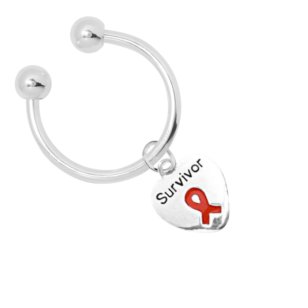 Red Ribbon Survivor Heart Charm Key Chains The Awareness Company