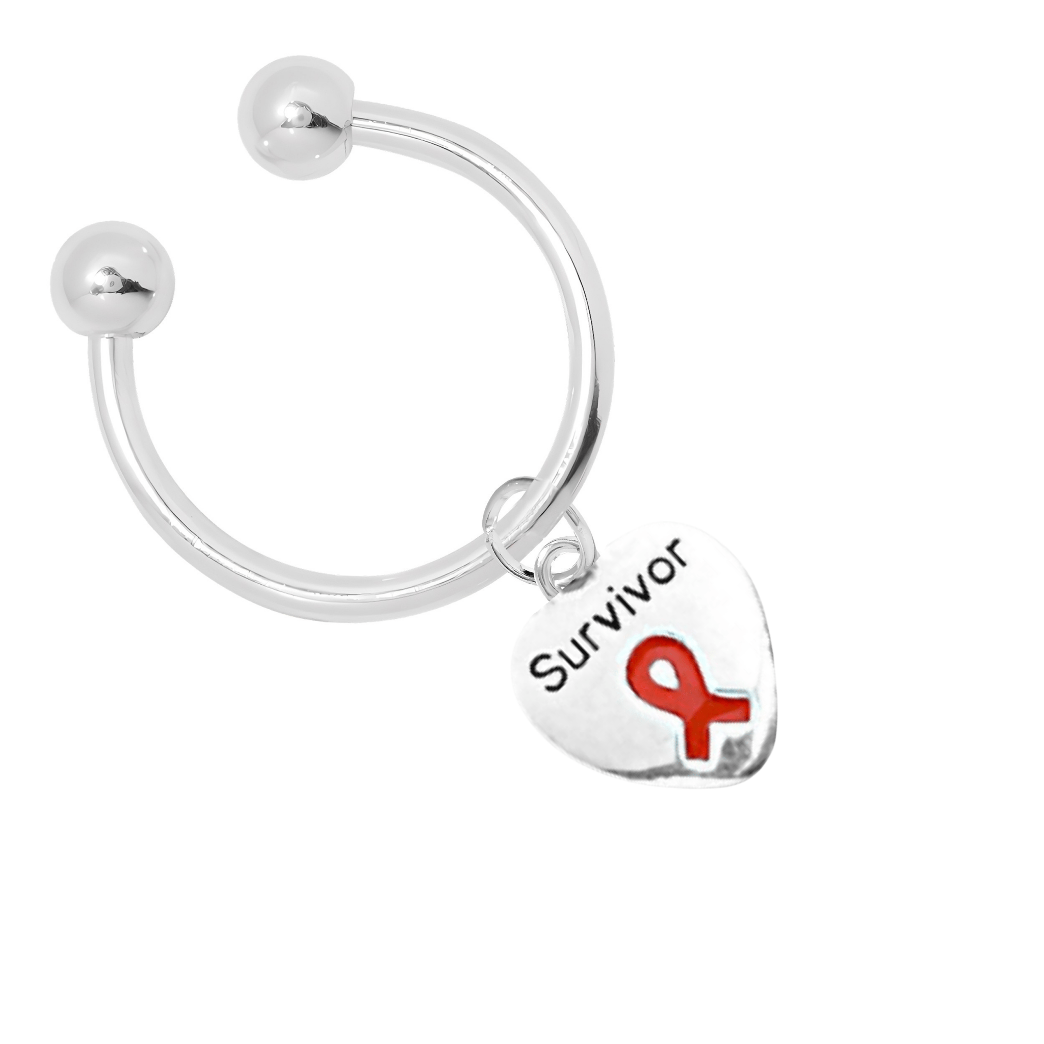 Red Ribbon Survivor Heart Charm Key Chains The Awareness Company