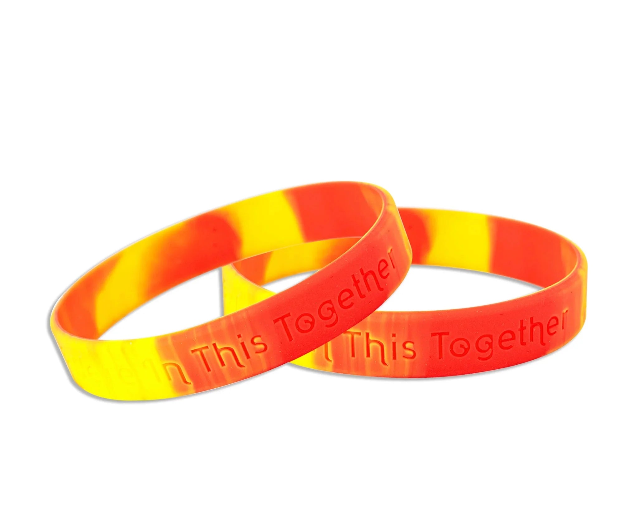 Red & Yellow We're In This Together Silicone Bracelets The Awareness Company